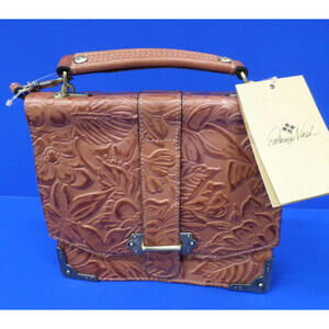 Patricia Nash STELLA Dusty Rose Brown Spring Floral Tooling Crossbody Bag Purse